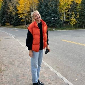 Orange puffer vest from Ellison